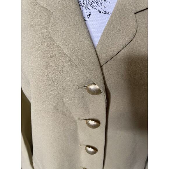 Louis Feraud Tan Silk Blend Button-Up Blazer Size 14 Gold Button - Picture 3 of 5